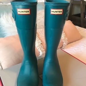 Hunter Bright Peacock Blue Rainboots